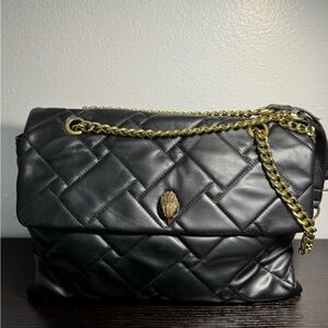 Kurt Geiger Black Quilted Shoulder Bag with Gold Chain